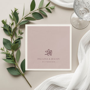 Dusty Mauve & Burgundy Elegant Floral Wedding Napkins