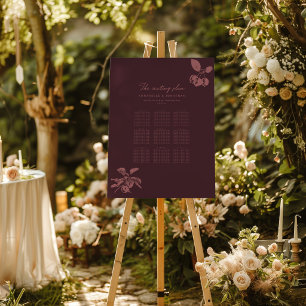Dusty Mauve Burgundy Floral Wedding Seating Chart Foam Board