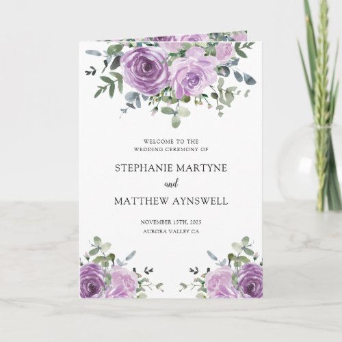 Dusty Mauve Eucalyptus Botanical Wedding Program