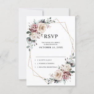 Dusty Mauve Eucalyptus Geometric Wedding RSVP Card
