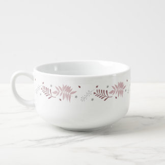 Dusty Mauve Fern Leaves Botanical Pattern Soup Mug