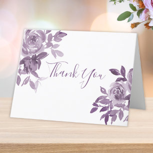 Dusty Mauve Floral Roses Foliage Wedding Thank You Card