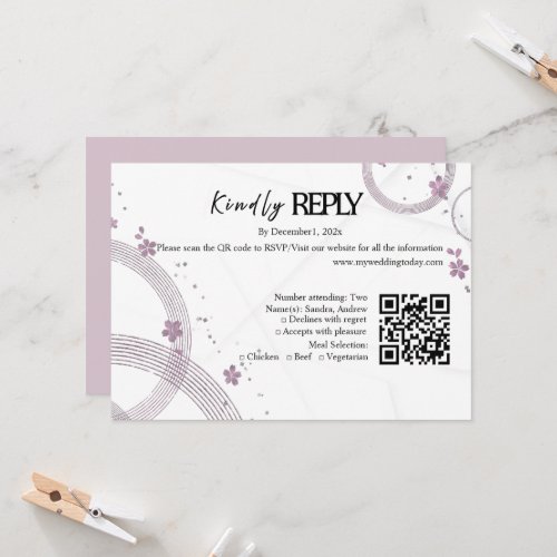 Dusty Mauve Floral Wedding RSVP Card