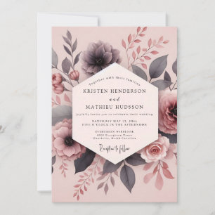 Dusty Mauve Hazy Bloom Wedding Invitation