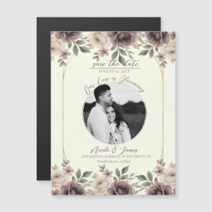 Dusty Mauve & Ivory Bloom Botanical Save The Date