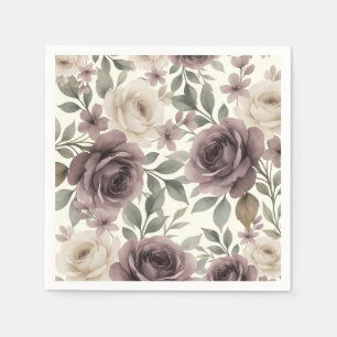 Dusty Mauve & Ivory Bloom Botanical Wedding Napkins