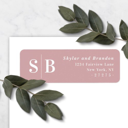 Dusty Mauve Monogrammed Wedding Return Address Label