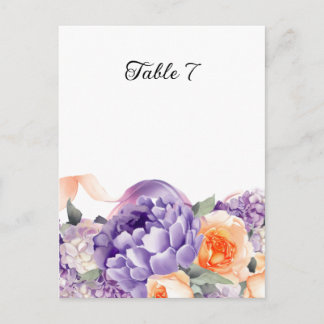 Dusty Mauve Peach Peony Table Seating Card