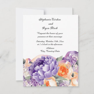 Dusty Mauve Peach Peony Wedding Invitation