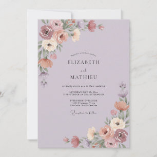 Dusty Mauve Peony Wedding Invitation