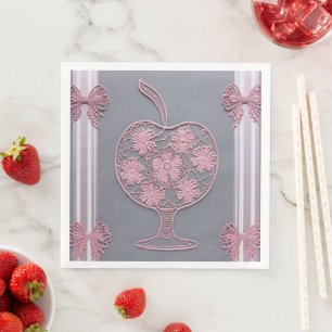 Dusty Mauve Pink Lace Coquette Wedding Paper Dinner Napkins