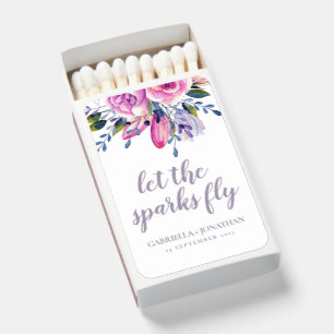 Dusty Mauve Pink Let The Sparks Fly Wedding Matchboxes