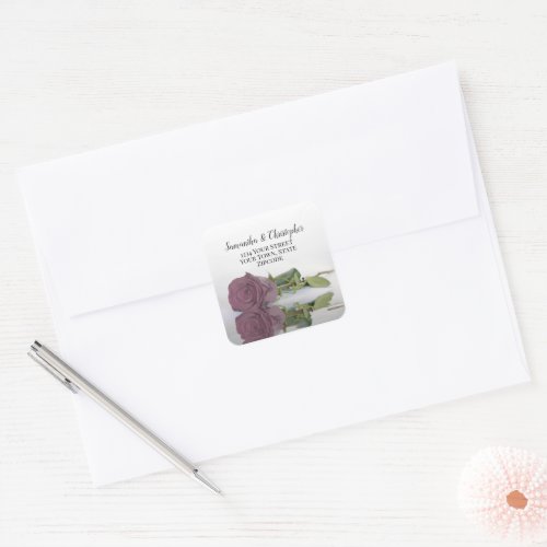 Dusty Mauve Pink Rose Return Address Envelope Seal