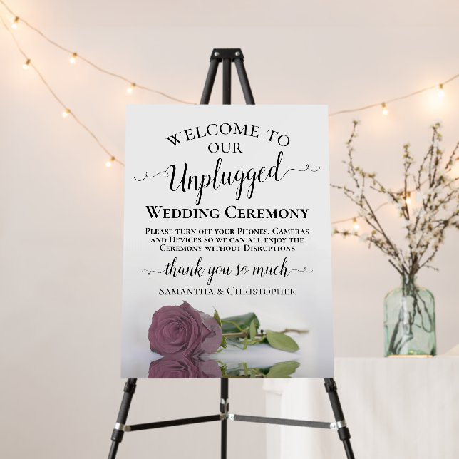 Dusty Mauve Pink Rose Unplugged Wedding Ceremony Foam Board (In Situ (Stand))