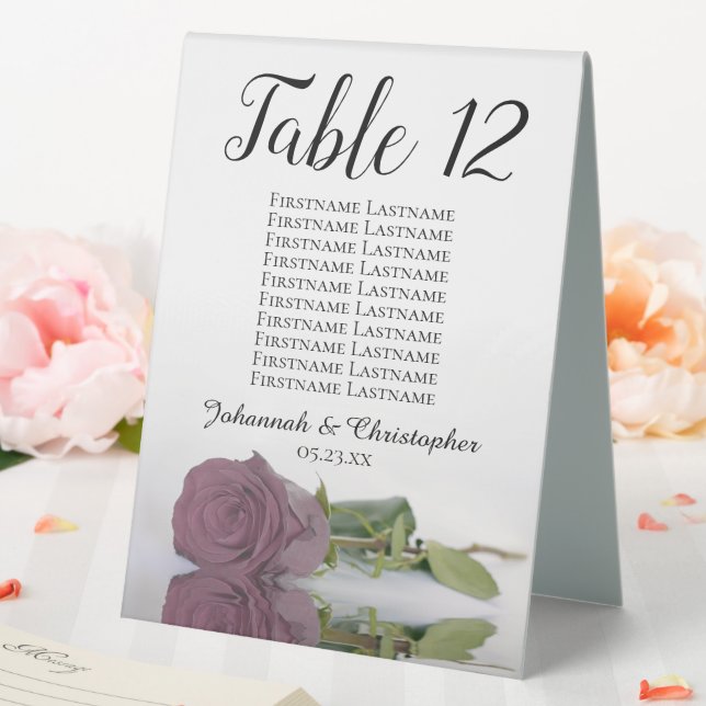 Dusty Mauve Pink Rose Wedding Seating Chart Number Table Tent (In SItu (Wedding))
