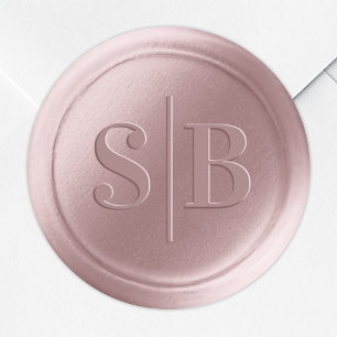 Dusty Mauve Pink Wax Seal Wedding Monogram Sticker