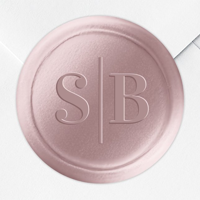 Dusty Mauve Pink Wax Seal Wedding Monogram Sticker (Creator Uploaded)