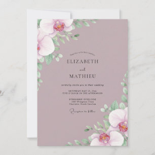 Dusty Mauve Ranunculus Eucalyptus Wedding Invitation