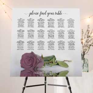 Dusty Mauve Rose 18 Table Wedding Seating Chart Foam Board