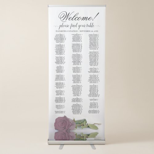 Dusty Mauve Rose Chic Alphabetical Seating Chart Retractable Banner