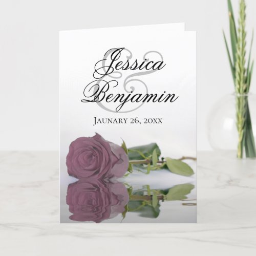Dusty Mauve Rose Elegant Romantic Photo Wedding Invitation