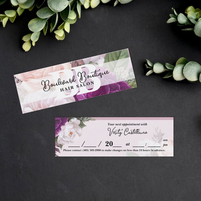 Dusty Mauve Rose Floral Salon Bookmark Appointment Mini Business Card (Creator Uploaded)
