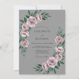 Dusty Mauve Slate Peony Wedding Invitation