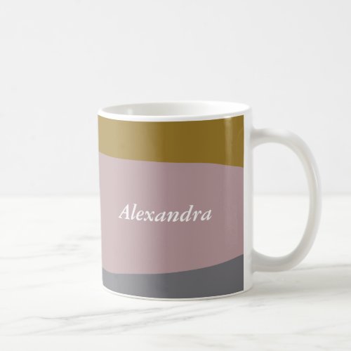 Dusty Mauve Striped Art Personalized Name Coffee Mug