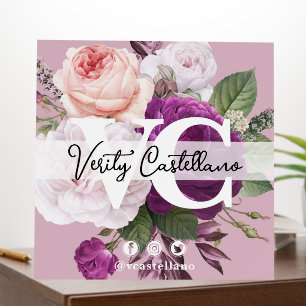 Dusty Mauve Vintage Floral Personal Business Card Foam Board