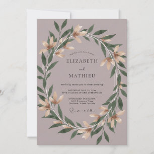 Dusty Mauve Wreath Wedding Invitation