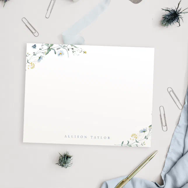 Dusty Minimal Greenery Personalized Stationery Note Card | Zazzle