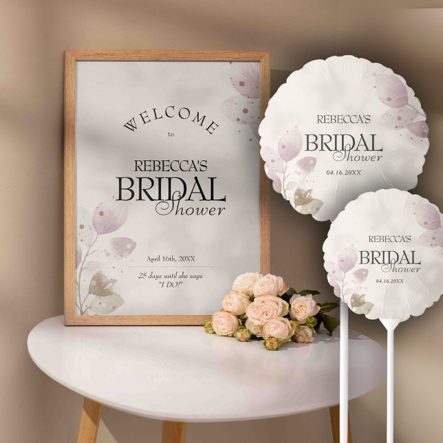 Dusty Muted Blush Pink Floral Bridal Shower Balloon (Creator Uploaded)