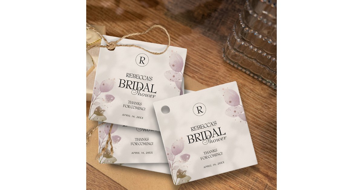 Dusty Muted Blush Pink Floral Bridal Shower Favor Tags | Zazzle