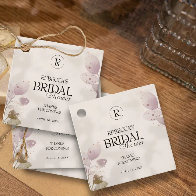 Dusty Muted Blush Pink Floral Bridal Shower Favor Tags | Zazzle