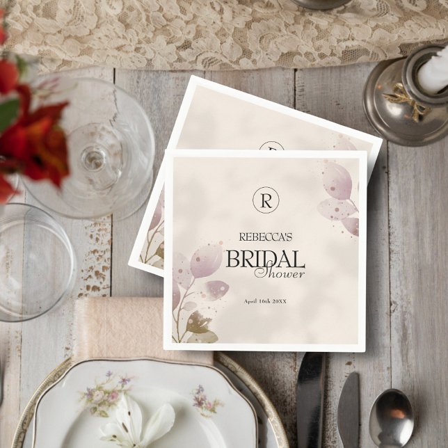 Dusty Muted Blush Pink Floral Bridal Shower Napkins (Creator Uploaded)