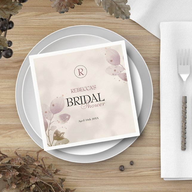 Dusty Muted Blush Pink Floral Bridal Shower Napkins (Creator Uploaded)
