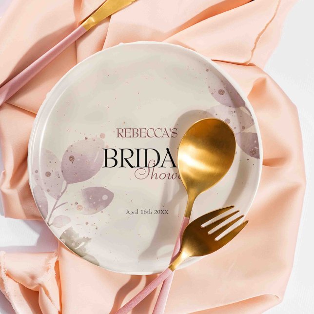 Dusty Muted Blush Pink Floral Bridal Shower Paper Plates (Creator Uploaded)