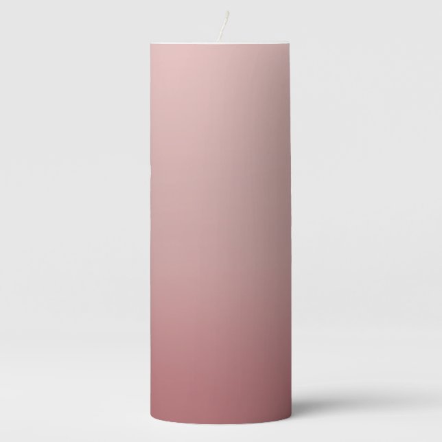 Dusty Muted Pink Ombre Pillar Candle (Front)