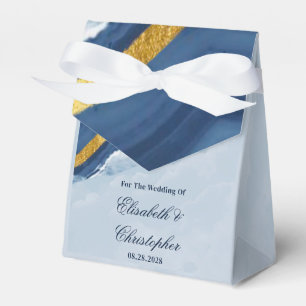Dusty Navy Blue and Gold Agate Wedding Favor Boxes