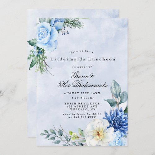 Dusty Navy Blue  Bridesmaids Luncheon Invitations