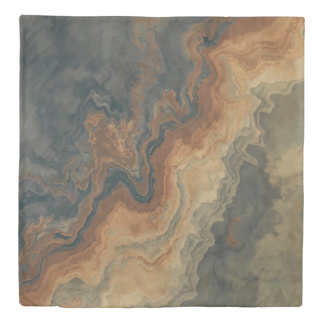Dusty Navy Blue Burnt Orange Sage Abstract Duvet Cover (Front)