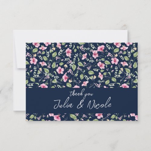 Dusty Navy Blue Pink Hibiscus Bloom Wedding Shower