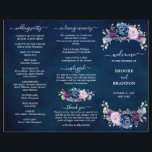 Dusty Navy Blue Purple Lilac Bloom Wedding Program<br><div class="desc">Elegant dusty blue Purple lilac lavender floral theme wedding program card featuring elegant bouquet of dusty blue,  Navy,  purple,  lilac color rose flowers buds and sage green eucalyptus leaves. Please contact me for any help in customization or if you need any other product with this design.</div>