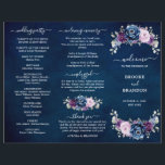 Dusty Navy Blue Purple Lilac Bloom Wedding Program<br><div class="desc">Elegant dusty blue Purple lilac lavender floral theme wedding program card featuring elegant bouquet of dusty blue,  Navy,  purple,  lilac color rose flowers buds and sage green eucalyptus leaves. Please contact me for any help in customization or if you need any other product with this design.</div>
