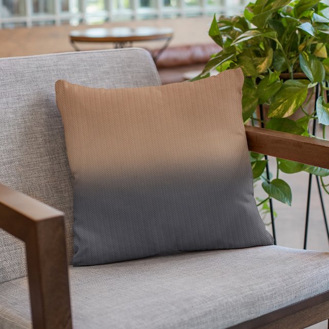 Dusty Navy Blue Rust Brown Digital Herringbone Throw Pillow (Creator Uploaded)