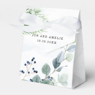 Dusty Navy Eucalyptus Greenery Rustic Wedding Favor Boxes