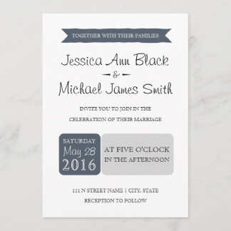Dusty Navy & Gray | Wedding Invite