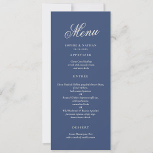 Dusty Navy Winter Long Wedding Menu Card