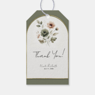 Dusty Olive Pink & Gold Watercolor Floral Gift Tags