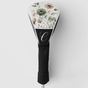 Dusty Olive & Pink Watercolor Modern Floral Golf Head Cover